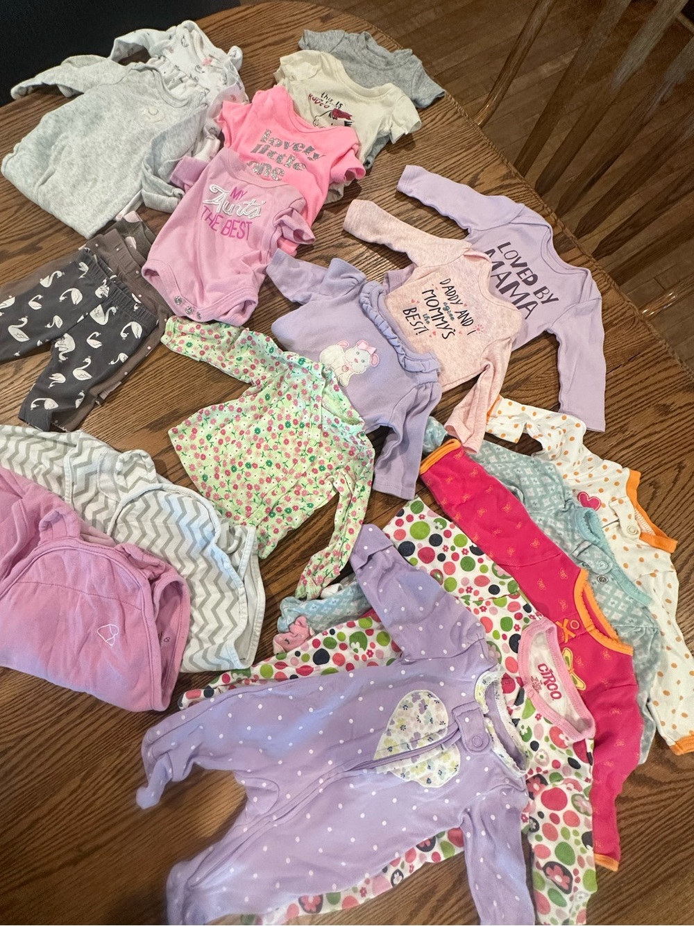 Newborn Baby Girl Lot - Sleeper Zip, Swaddles, Pants, Onesies (20 items)